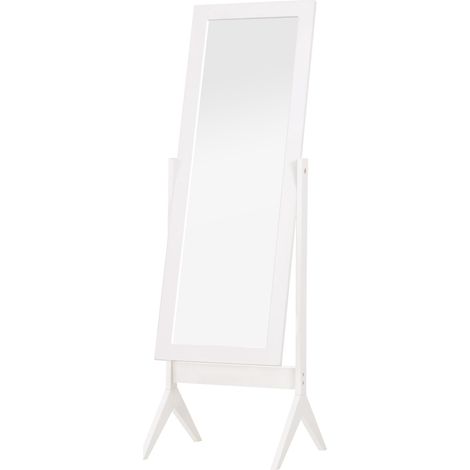 HOMCOM Miroir en Pied Grand Miroir de Sol Inclinaison réglable pour Dressing Chambre dim. 47L x 46L x 148H cm en blanc