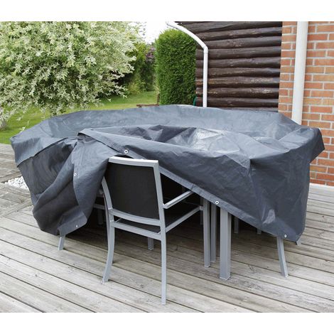Direct Filet – Housse de protection pour table ronde Ø 2.05 m – Anti-UV – Grammage 100 g/m² – Œillets et cordelettes de serrage en nylon (1/2)