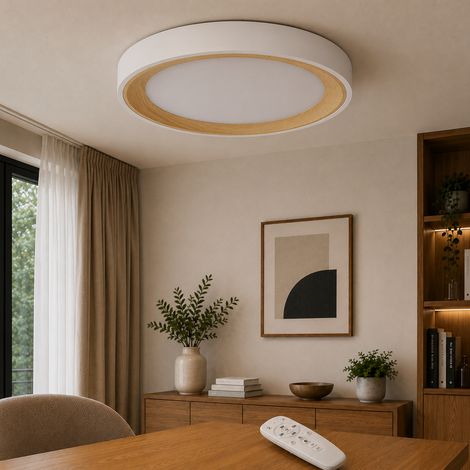 Plafoniera decorativa a LED 40W CCT 3000-6000ºK (tonalità di luce regolabile) con telecomando, finitura bianca (1/5)