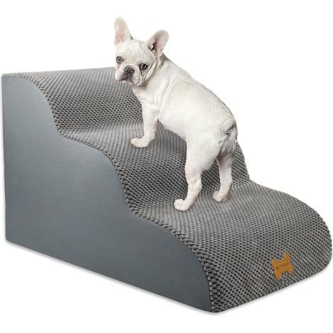 Hundetreppe mit 3 Stufen, hochdichtem Schaumstoff, abnehmbarem Bezug, rutschfester Unterseite, für Bett oder Sofa (1/5)