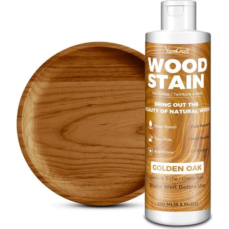 Teinte à Bois 250ml Chêne Doré à Base d’Eau, Lasure et Peinture pour Meubles Intérieurs Extérieurs, Portes Placards Étagères, Wood Stain Mat, Séchage Rapide, Non Toxique, Facile à Appliquer (1/5)