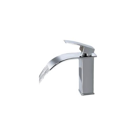 Robinet cascade moderne chromé, mitigeur élégant pour lavabo, eau chaude et froide, G 3/8 (1/5)