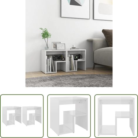 vidaXL Nachttisch Hochglanz-Weiß -  Nachttische 2 Stk. Hochglanz-Weiß 40x30x40 cm Holzwerkstoff