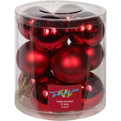 TrendLine Christbaumkugeln 12 Kugeln Ø 6cm Weihnachtskugeln Weihnachtsbaumkugeln (1/3)