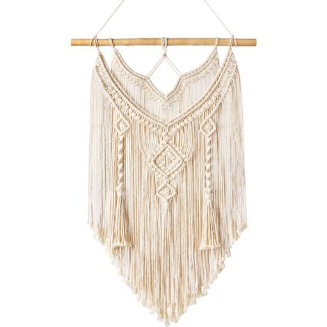Macramé Mural à Suspendre pour Plante Suspension Corde Driftwood Decor Bohême Tricoté en Coton Décor Tapisserie, 43cm(W) x 66cm(L) (1/5)