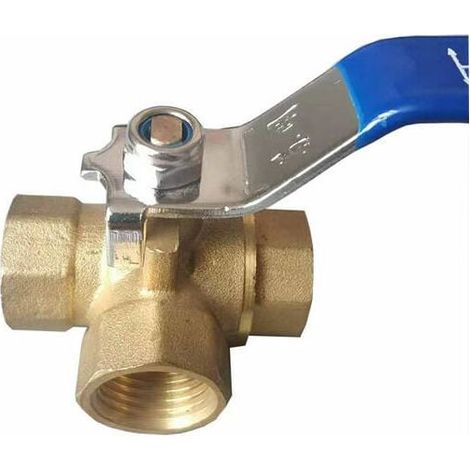 Vanne à trois voies en laiton 1/2 pouce – Robinet à boîtier sphérique avec raccord adaptateur, robuste et étanche (1/5)
