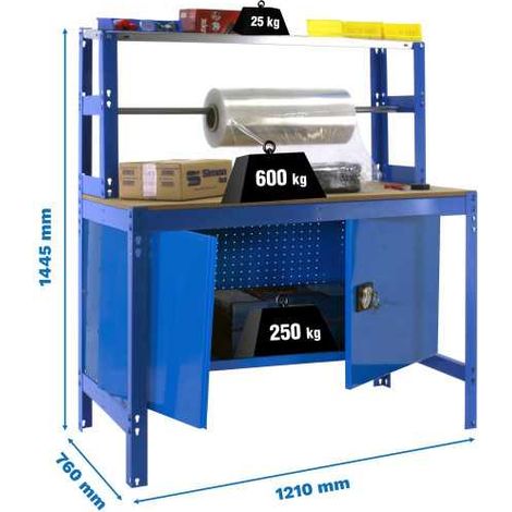 Mesa de Trabajo SIMONWORK BT 4 cabinet 1200 azul/madera (1/2)