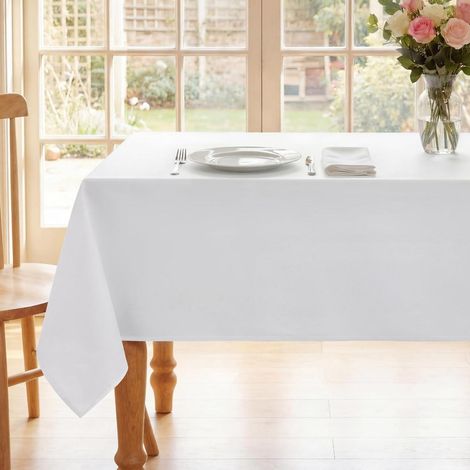 Nappe 300x150 cm Blanc lavable, imperméable, rectangulaire, extérieur