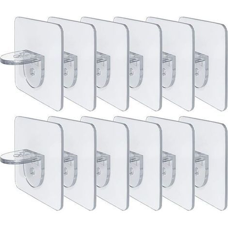 Punch-Free Shelf Bracket - Self Adhesive Shelf Clips for Kitchen Cabinets - Book Shelves - Heavy Duty Partition Brackets - Pin for Cupboard Supports - Clapboard Layer-Load Bearing 10 lbs