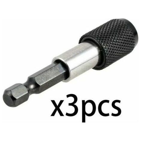 DEESSE SHOP-6.35mm 60mm porte-embout à tige hexagonale tournevis magnétique extension poignée tournevis poignée tournevis à dégagement rapide porte-embout pour vis écrou guide de foret (3 pièce) (1/5)