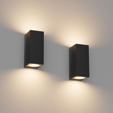 AMXCNOY 2er-Set schwarze, wasserdichte Wandleuchten für den Innen- und Außenbereich, moderne, nach oben/unten verstellbare Aluminium-Wandbeleuchtung (1/3)