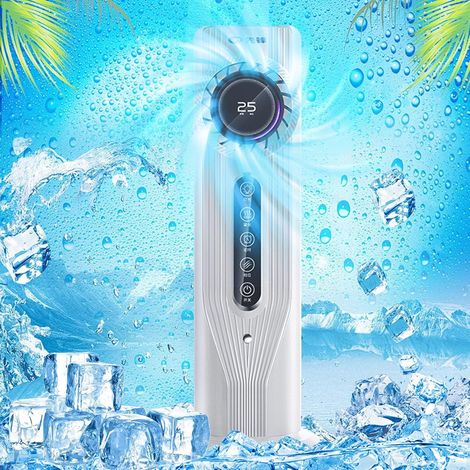 Ventilateur USB écran digital climatiseur portable rafraîchisseur d’air 6 vitesses brumisateur silencieux,Blanc (1/5)