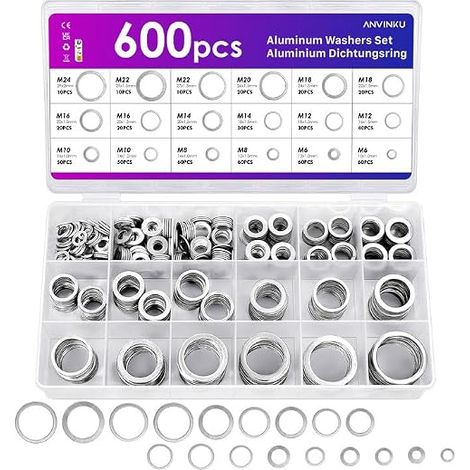 Lot de 600 joints d'étanchéité en aluminium, 18 tailles (1/5)