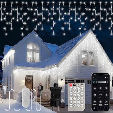 Guirlande Stalactite avec APP pour Intérieur/Extérieur Blanc Froid 20M (1/5)