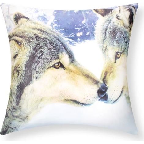 Housses de Coussin - AVIZAR - Lot de 2 - 40x40 cm - Motif Loups - Multicolore (1/5)