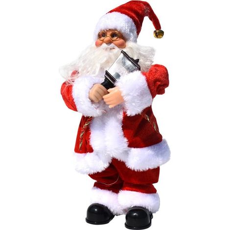 Santa Claus with Music, Singing, Dancing, Swinging Santa Claus, Plush Santa Claus, Decorative Figure, Twerking Movement, Christmas Figurine, Christmas Decoration, 30x10x10 cm (Santa Claus with Lantern (1/5)