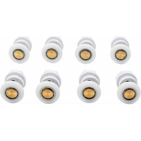 8PCS Shower Door Rollers, Sliding Shower Door Wheels, Brass Shower Door Rollers, Shower Enclosure Door Rollers, Door Wheel Pulleys, Accessory Hardware Tool (1/4)