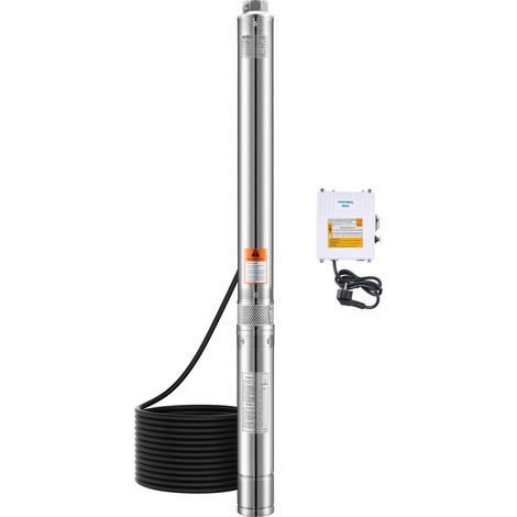Pompe submersible 910W 230V débit 100 L/min hauteur 53m câble 20m acier inoxydable IP68 pour irrigation industrielle (1/5)
