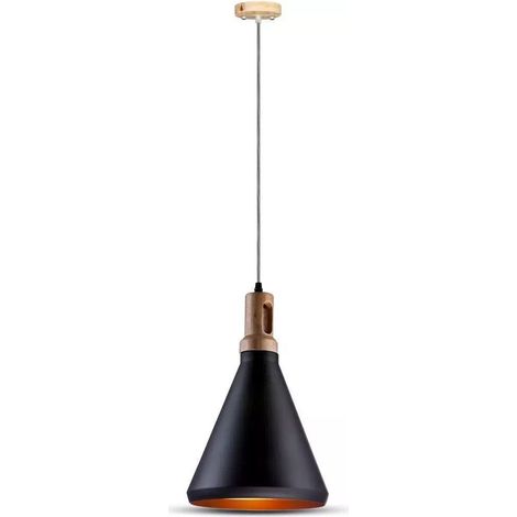 Suspension intérieur scandinave Noire Bois et Métal E27 V-Tac (1/4)