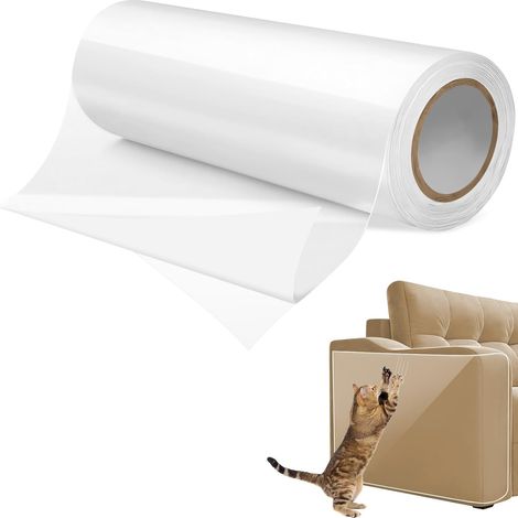 Protection Canapé Chat Anti Griffe 20cm x 3m, Sticker Canapé Chat Transparent, Autocollant de Protections Mur, Protecteur Protege Anti-Rayures de Chiens pour Meubles, Porte, Tapis, Comptoirs, Armoire