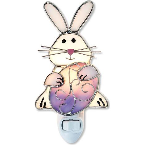 BelleRise - Veilleuse de Pâques actuelle – Veilleuse lapin de Pâques, fixation murale, vitrail de 15 cm, décoration de Noël (1/5)