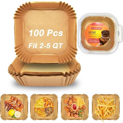 Liner Papier Jetable Pour Friteuse À Air - 100 Pièces - 22 x 14 cm - Compatible Avec Friteuses À Air Double Zone - Usage Cuisine (1/5)