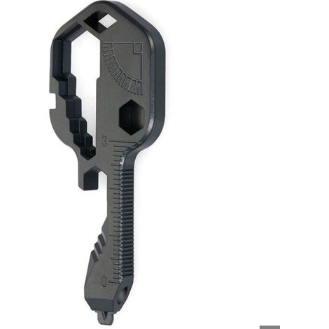 Clé multi-outils 24 en 1 en forme de clé, outil de poche extérieur en acier inoxydable (noir) (1/4)