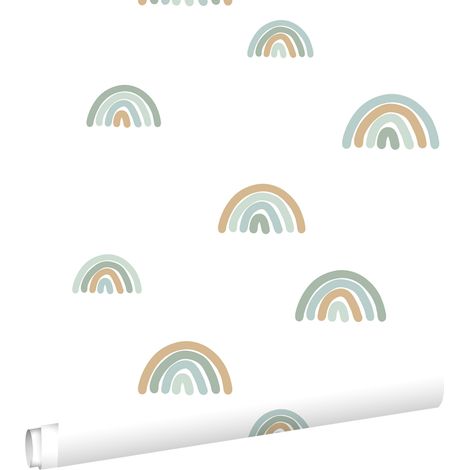 papier peint arcs en ciel vert menthe grisé et bleu gris - ESTAhome (1/5)