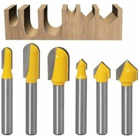 Paquet de 6 porte-fraise droit fraise bois coupe droite affleurante motif dcoratif fraise pour le travail du bois Odipie (1/5)