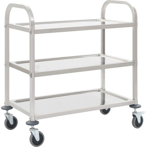 3-Tier Kitchen Trolley 95x45x83.5 cm Stainless Steel vidaXL