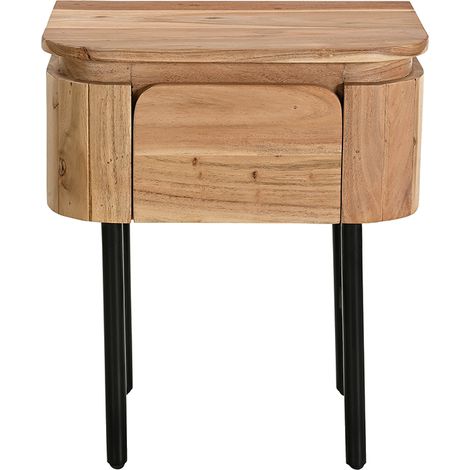 Table de chevet en bois massif et métal noir avec tiroir NAPOLI (1/5)