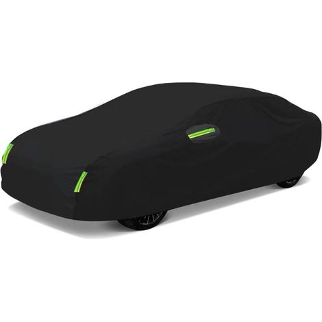 Komplette Außenabdeckung für Autos, staubdichter Sonnenschutz mit Reflektorstreifen, universell, für Limousinen und SUVs, Schwarz (1/4)
