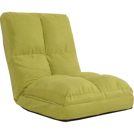 [NUNCA USADO] Sillón de suelo HHG-914, sillón cama sillón plegable sillón funcional, función cama plegable estructura de acero terciopelo, verde (1/5)