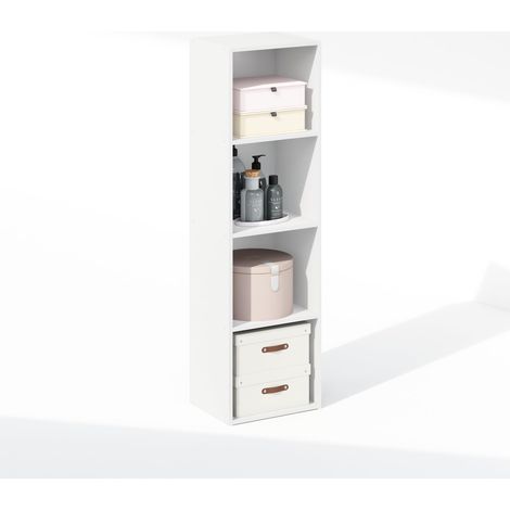 Organisateurs de Placard et de Rangement, Organiseur de Placard à 4 Niveaux, étagère Ouverte de Rangement, pour Armoire, Chambre à Coucher, Salon, Blanc (1/5)