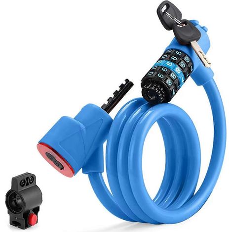 Fahrradschloss mit Licht, 5-stelligem Sicherheitscode, blau (1/5)