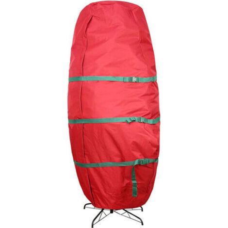 Sac de rangement pour sapins de Noël artificiels, imperméable et anti-poussière, grand sac de transport rouge avec cordon de serrage intégré et verrouillage, dimensions 89 x 190 cm pour décorations de (1/5)
