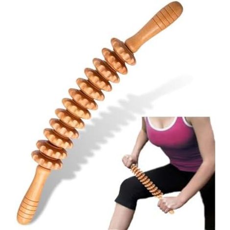 Massageroller Holz Faszienstab Buchenholz Cellulite Lymphdrainage (1/5)