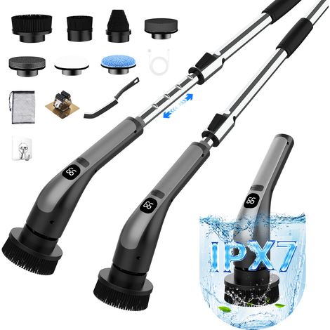 Nettoyeur électrique 8 en 1, brosse de nettoyage sans fil, multifonctionnelle, vitesse réglable, chargement USB, batterie 2500 mAh