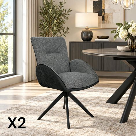 Fauteuil de table pivotant anthracite, bi-matière (lot de 2) AGADE (1/5)