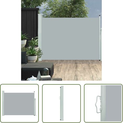 The Living Store Ausziehbare Seitenmarkise 100×500 cm Grau - Balkon-Markise - Sonnenschutz - Terrassenüberdachung - Seitenmarkise - Gartensonnenblende (1/5)