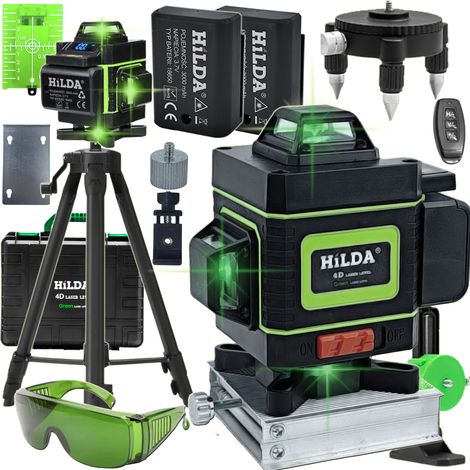 Niveau laser Hilda 16 lignes, croix verte 4D + trépied 160 cm (1/5)