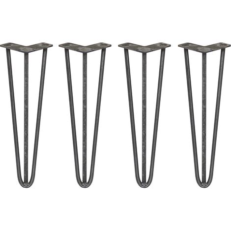 4 Gambe per Tavolo a Forcina SkiSki Legs 40,6cm Acciaio Naturale 3 Rebbi 12mm (1/5)