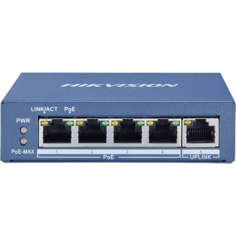 Hikvision DS-3E0505P-E/M switch di rete Non gestito L2 Gigabit Ethernet (10/100/1000) Supporto Power over Ethernet (PoE) 1U Blu (1/4)