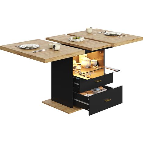 ELVMI Ausziehbarer Esstisch mit 2 Schubladen und LED für Küche und Wohnzimmer (1/5)