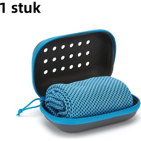 1 serviette de sport rafraîchissante et absorbante à séchage rapide avec boîte EVA 30 x 100 cm pour fitness et activités en extérieur bleu vif (1/5)