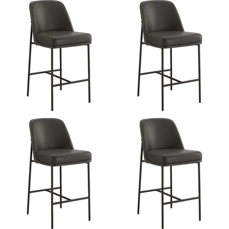 Lot de 4 Tabouret de Bar, en PU, avec Dossier et Repose-Pieds, Hauteur 97 cm, pour Bars et Cuisine