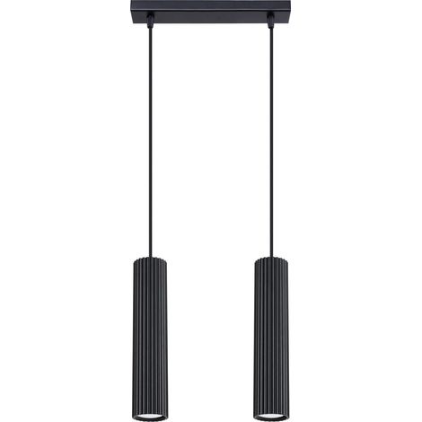 Lámpara colgante de carbono 2 GU10 negra ALU sollux SL.1574