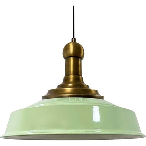 Suspension Industrielle en Métal Menthe Peint à la Main – Lustre Vintage E27 Ø41 cm pour Salon, Chambre ou Salle à Manger (1/5)
