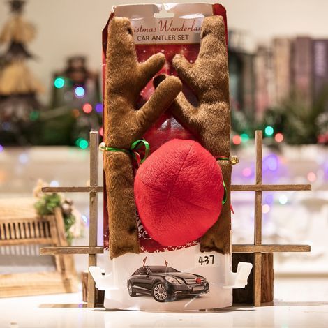 Ensemble de décorations de Noël pour voiture, rennes, bois de renne, convient aux camions, SUV et autres modèles. (1/5)