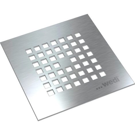 Wedi – Grille d'évacuation pour douche à carreler 115x115 mm – Inox massif avec cadre – Épaisseur 2,5 mm – Compatible systèmes d'écoulement